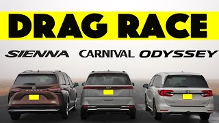 2024 Honda Odyssey vs Toyota Sienna Kia Carnival Gap City Follows Minivan Drag and Roll Race [upl. by Madora]