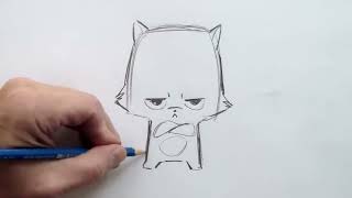 How to Draw a Cartoon Cat Step by Step [upl. by Egiap]