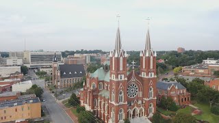 Macon Georgia St Josephs Catholic Church from Drone 13 [upl. by Ralaigh821]