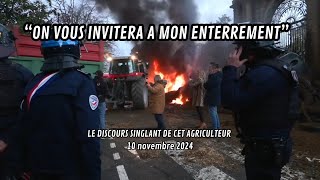 LE DISCOURS SINGLANT DE CET AGRICULTEUR manifestation paris agriculture [upl. by Ellwood]