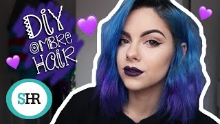 How To DIY OMBRE HAIR in Blue amp Purple [upl. by Lebiralc956]