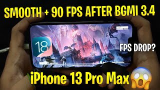 🔥iPhone 13 Pro Max smooth  90 fps test after BGMI 34 UPDATE  stable update [upl. by Adhamh549]