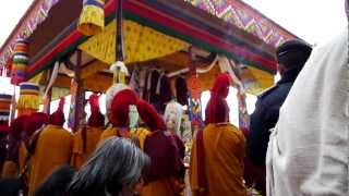 Dungse Thinley Norbu Rinpoches Kudung arrives at the Purkhang [upl. by Aiciruam]