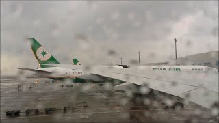 EVA Air 777300ER Takeoff from Taipei [upl. by Watkin832]