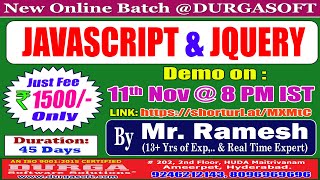 JAVASCRIPT amp JQUERY Online Training  DURGASOFT [upl. by Gennifer]