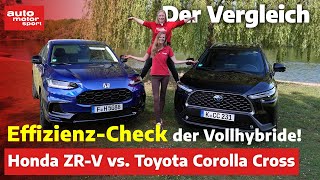 EffizienzCheck der Vollhybride Honda ZRV vs Toyota Corolla Cross  auto motor und sport [upl. by Eiralam]