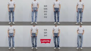 8 Levis Jeans Fits Compared Slim Skinny Tapered Athletic amp Loose [upl. by Lseil]