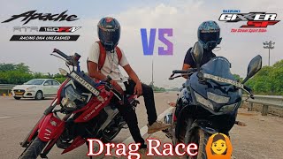 Apache RTR 160 4V VS GIXXER SF 155  Drag Race  shocking results 😱 [upl. by Krishna]