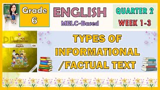 ENGLISH 6 QUARTER 2 WEEK 1  3  TYPES OF INFORMATIONAL  FACTUAL TEXT [upl. by Eisteb]