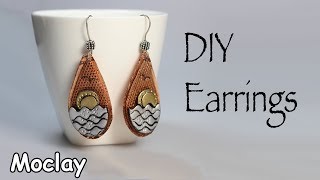 DIY metal earrings Polymer clay tutorial [upl. by Ycul]