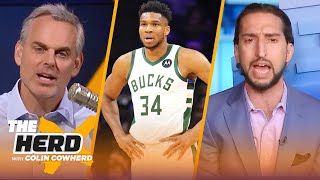 Giannis tops Nick Wright’s MVP ladder Should Lakers trade AD Nets playoff odds  NBA  THE HERD [upl. by Wesa998]