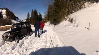 Jeep Wrangler im Schnee mit Winde und Umlenkrolle anderer Blickwinkel [upl. by Rennold]