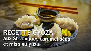 RECETTE DE NOËL  Gyoza aux SaintJacques caramélisées et miso au yuzu [upl. by Pattie215]