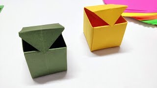 Origami Box with Lid How to make Origami box  Easy step by step tutorial paper box project [upl. by Esilehc]