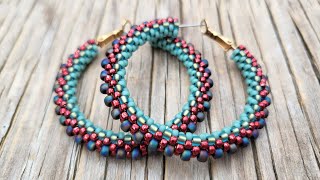 STRATUM Peyote stitch beaded hoop earrings [upl. by Mitchell]