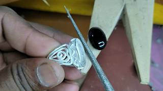 Black stone ring making  How to make ring jewelry [upl. by Vareck]