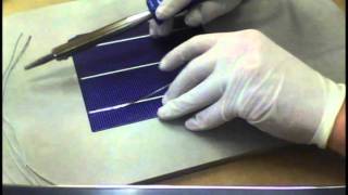 Soldering triple busbar polycrystalline 17  solar cells [upl. by Durno]