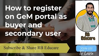 How to register on GeM portal as buyer and secondary user [upl. by Duarte]