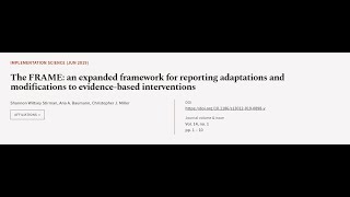 The FRAME an expanded framework for reporting adaptations and modifications to evide  RTCLTV [upl. by Marchak746]