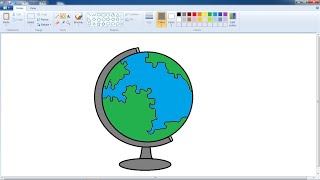 How to draw a globe  Globe drawing in ms paint  how to draw an earth in ms paint [upl. by Opaline]