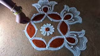 Aadi special muggulubeautiful lotus flowers kolam aadiveli traditional easyrangoli kolam designs [upl. by Urania442]