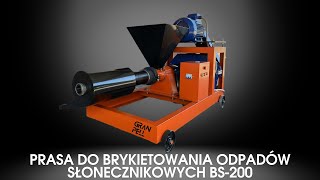 Prasa do brykietowania odpadów słonecznikowych BS200 od Granpell [upl. by Cacka]