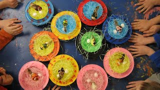 Make a bird nest with paper plates [upl. by Ytiak294]