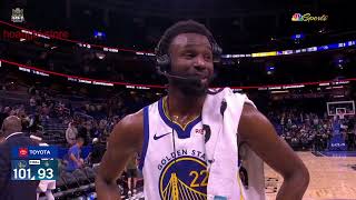 Andrew Wiggins Courtside Interview  Golden State Warriors beat Orlando Magic 10193 [upl. by Bensky]