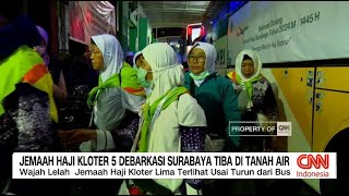 Jemaah Haji Kloter 5 Debarkasi Surabaya Tiba di Tanah Air [upl. by Minardi136]