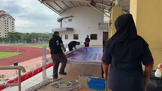 Big Truss Backdrop setup for Hari Sukan at INSPEN [upl. by Enirehtahc299]