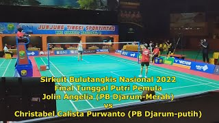 ANAK MEDAN JOLIN ANGELIA PB DJARUM JUARA TUNGGAL PUTRI SIRKUIT BULUTANGKIS NASIONAL 2022 [upl. by Marielle]