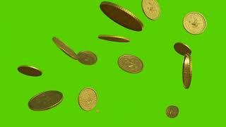 Falling Coin Green Screen  Gold coin falling  currency falling [upl. by Franciskus]