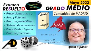 PRUEBA de ACCESO Grado MEDIO Comunidad de MADRID 2022 ACADEMIADIEGO [upl. by Gerhan]