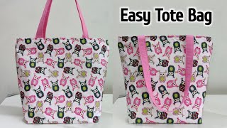 ZIPPERED TOTE BAG TUTORIAL  Simple Tote Bag with Lining  Shopping bag cutting and stitching  Bags [upl. by Latham]