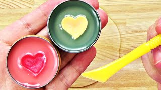 Satisfying Slime Coloring with Japanese Makeup Mixing Pokemon Heart Lip Gloss Into Clear Slime 2 [upl. by Barbe37]