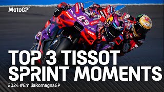 Top 3 TissotSprint moments 🏃‍♂️  2024 EmiliaRomagnaGP [upl. by Aerdno]