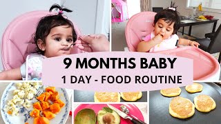 9 MONTHS BABY  1 DAY  FOOD ROUTINE   BREAKFAST LUNCH DINNER babyfood [upl. by Garin]