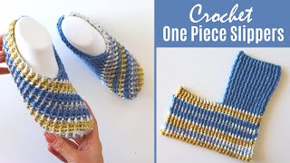 How To Crochet Easy One Piece Slippers [upl. by Selbbep18]