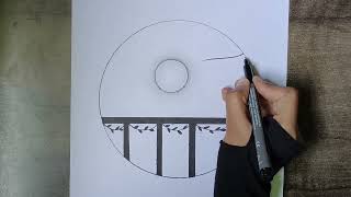 Circle Scenery Drawing  Easy Circle Drawing  Best Drawing Of 2024 [upl. by Nolram]