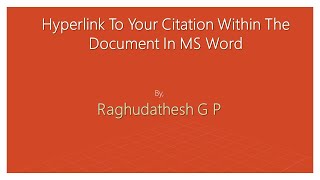 How to create hyperlink to your citation within the document in MS Word [upl. by Netnilc201]