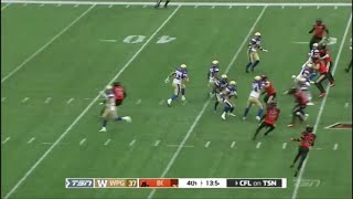 Winnipeg Blue Bombers vs BC Lions Squib Kick Returned by Konnor Burtenshaw [upl. by Edmon]