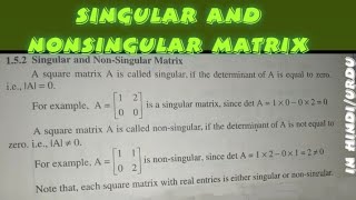 Singular Matrix and Nonsingular Matrix Singular and Nonsingular Matrix Definition and Example [upl. by Ahsiadal220]