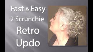 Fast amp Easy  2 Scrunchie Retro Updo Hairstyle [upl. by Lester]