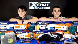 Zuru XShot League MASSIVE UNBOXING and BATTLE [upl. by Edalb]