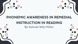 Phonemic Awareness in Remedial Instruction [upl. by Danice]