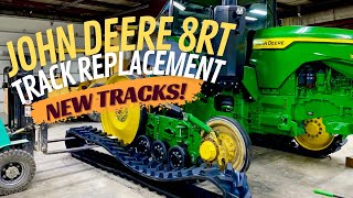 Learn how to replace tracks on a John Deere 8RT 370 Best set of tracks I have ever installed [upl. by Hilly809]