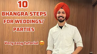 LEARN 10TEN BHANGRA STEPS BHANGRA STEPS FOR BEGINNERS EASY AND AMAZING BHANGRA FOR WEDDING PARTY [upl. by Athallia532]