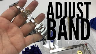 How to remove watch band links with a 16piece Deluxe Watch Repair Tool Kit [upl. by Sunda]