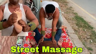 Asmr Street Massage  Thai Back Foot Head Massage  Strong Man Back 🔥 asmr massage [upl. by Iveson124]