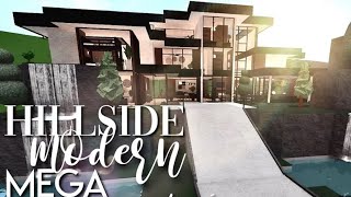 Bloxburg Hillside Modern Mega Mansion 220kI No large plot amp No Advanced Placing  HouseSpeedBuild [upl. by Cathee537]